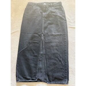 Old Navy Black Denim Maxi‎ Skirt Womens Size 8 Mid-Rise Wash Drapey Jean Skirt